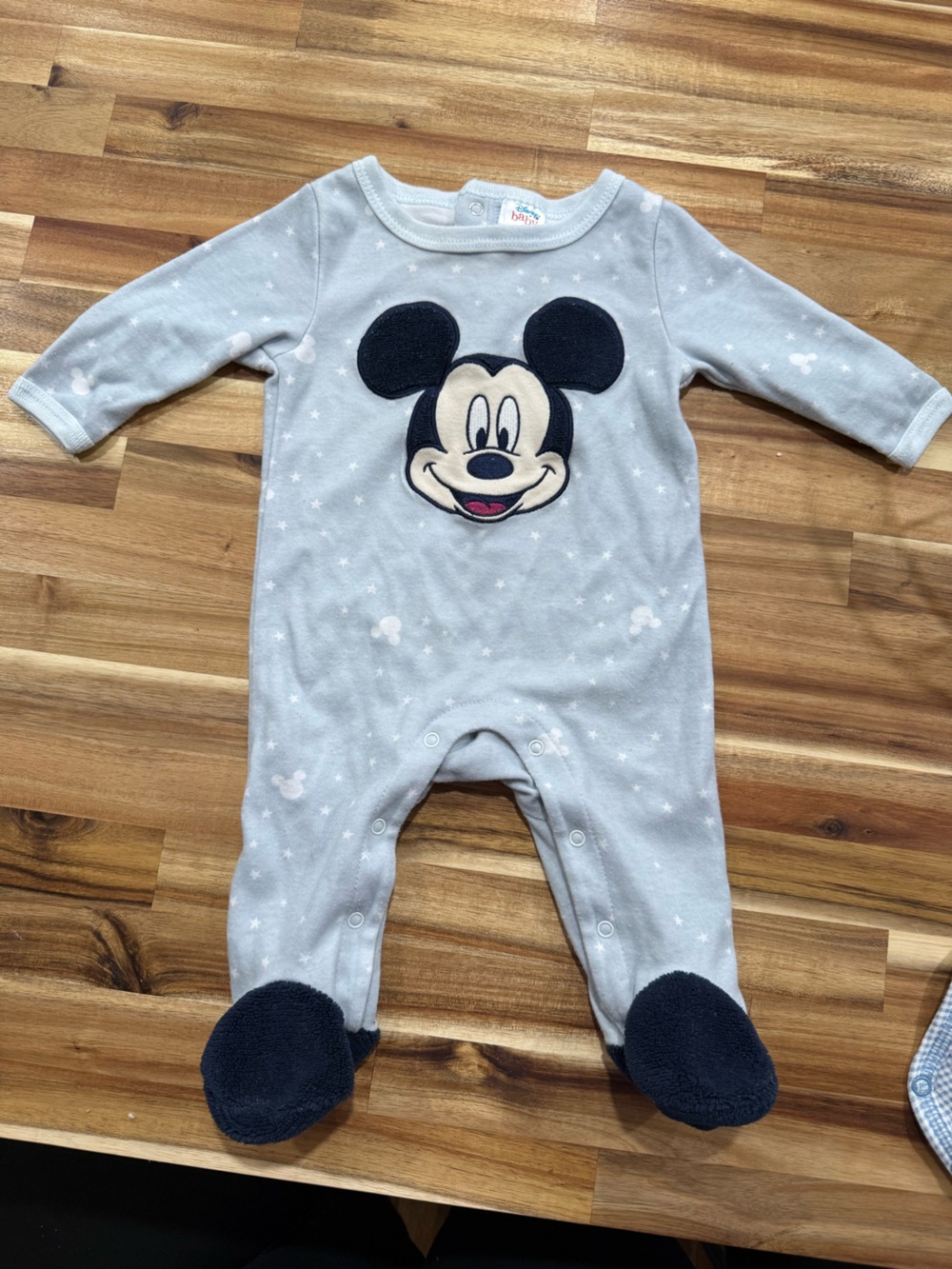Disney Light Blue Mickey Mouse Footie with Navy Accents